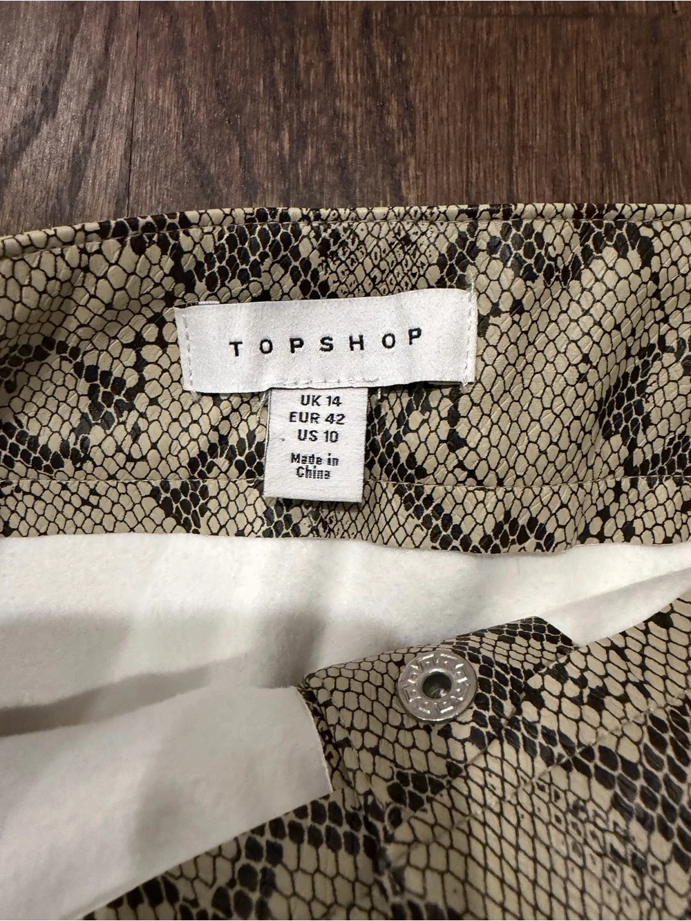 Topshop Beige Snake Print Tie-Waist Mini Skirt